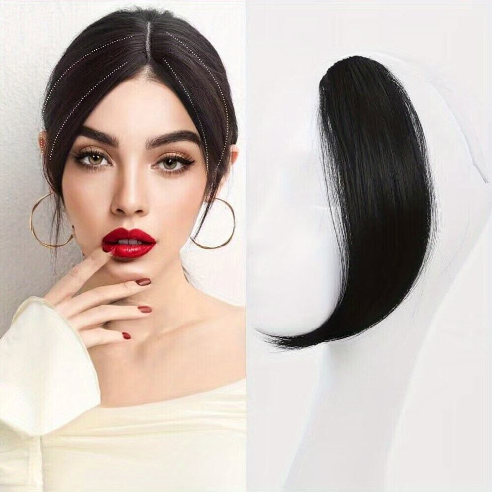 Unisex Black 15 24 Cm Middle Part Bangs Clip In Synthetic Fiber Hair Extension Synthetic Straight Bangs Side Bangs Fringe Hair Clip In Hair Extensions For Women