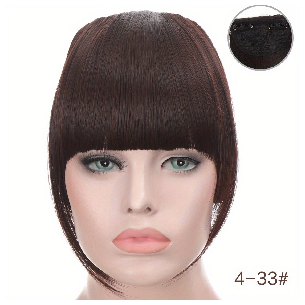 Sleek and Stylish Clip In Bangs Extensions for Women Synthetic Straight Hairpieces for a and Effortless Look
