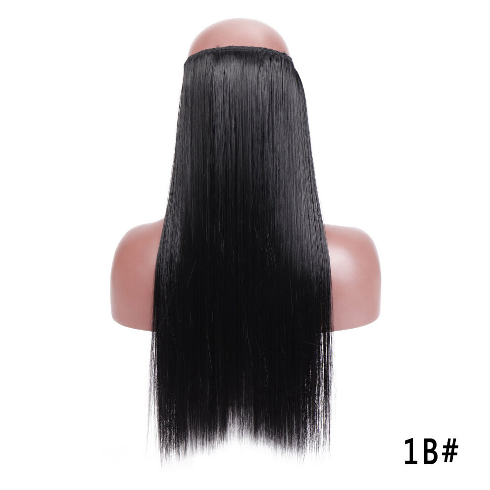 Unisex Multicoloured Synthetic No Clip Invisible Wire Hair Extensions Straight Natural Blonde One Piece False Hairpiece Hair Extension Long Wavy Fish Line Hair Extensions