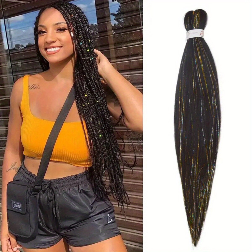 Y2K Braiding Hair Mix Tinsel Rainbow Extension Long Straight Colorful Synthetic Crochet Hair Extensions Pre Stretched Braiding Hair 66 04 Cm 90g