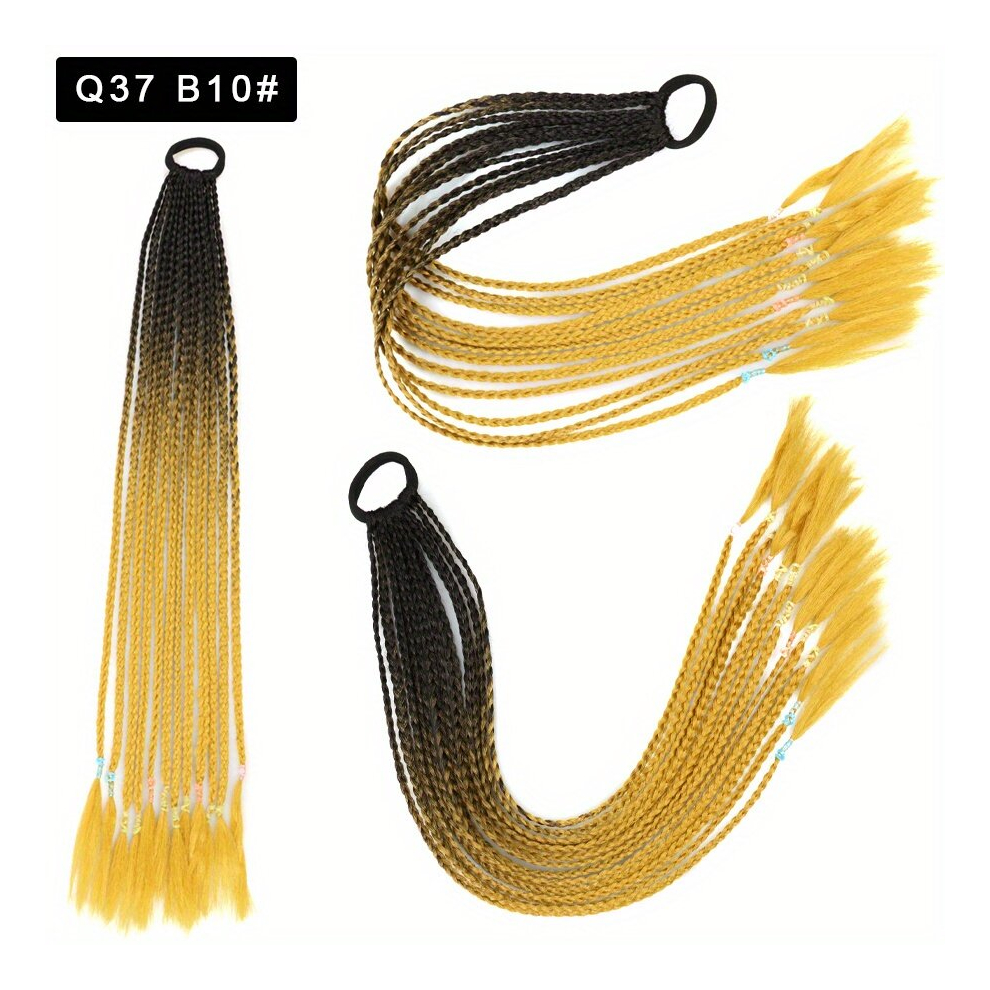 Colored Braids Ponytail Hair Extensions With Rubber Bands Rainbow Braided Wig Synthetic Dreads Hairpieces Hair Accessories For Women Party Highlights