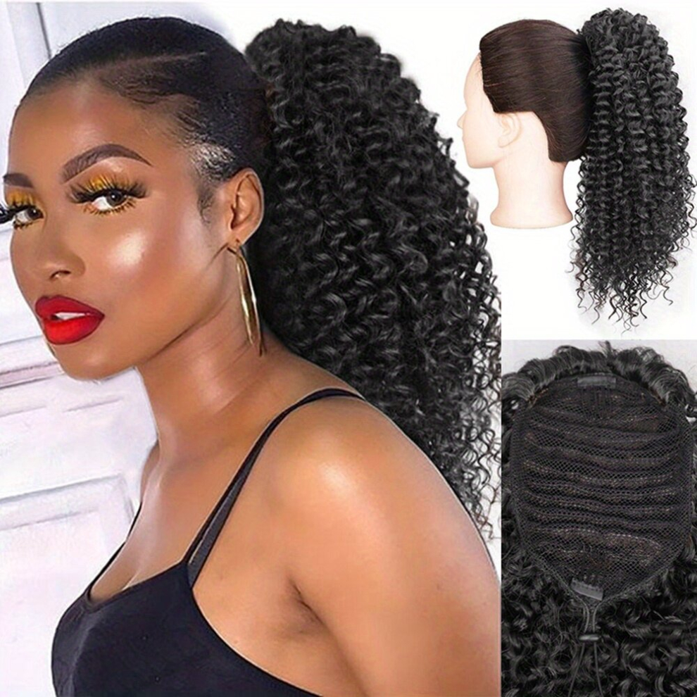 35 56 Cm Afro Puff Drawstring Ponytail Extensions Afro Kinky Curly Ponytail Drawstring Ponytail For Women Natural Looking Synthetic Hair Extensions