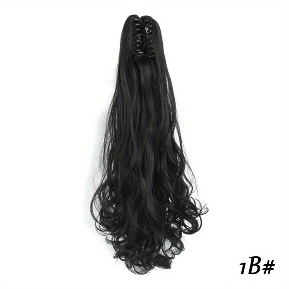 Unisex Black Synthetic 55 88 Cm Claw Clip Ponytail Hair Extension Wavy Ponytail Synthetic Ponytail Hair Clip For Women Pony Tail Hairpiece