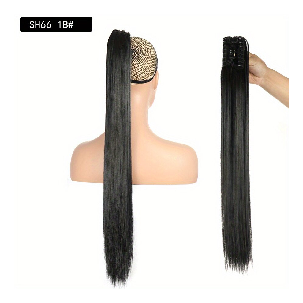 55 88 Cm Long Claw In Straight Ponytail Extensions Synthetic Fiber Long Straight Hair Extensions For Women For Daily Use