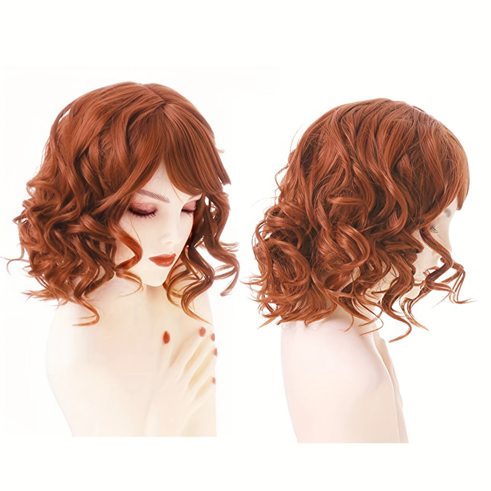 Unisex Brown Wig Costume For Women Wig Cosplay Red Curly Wave Wigs Costume Cosplay Halloween Hair Wigs