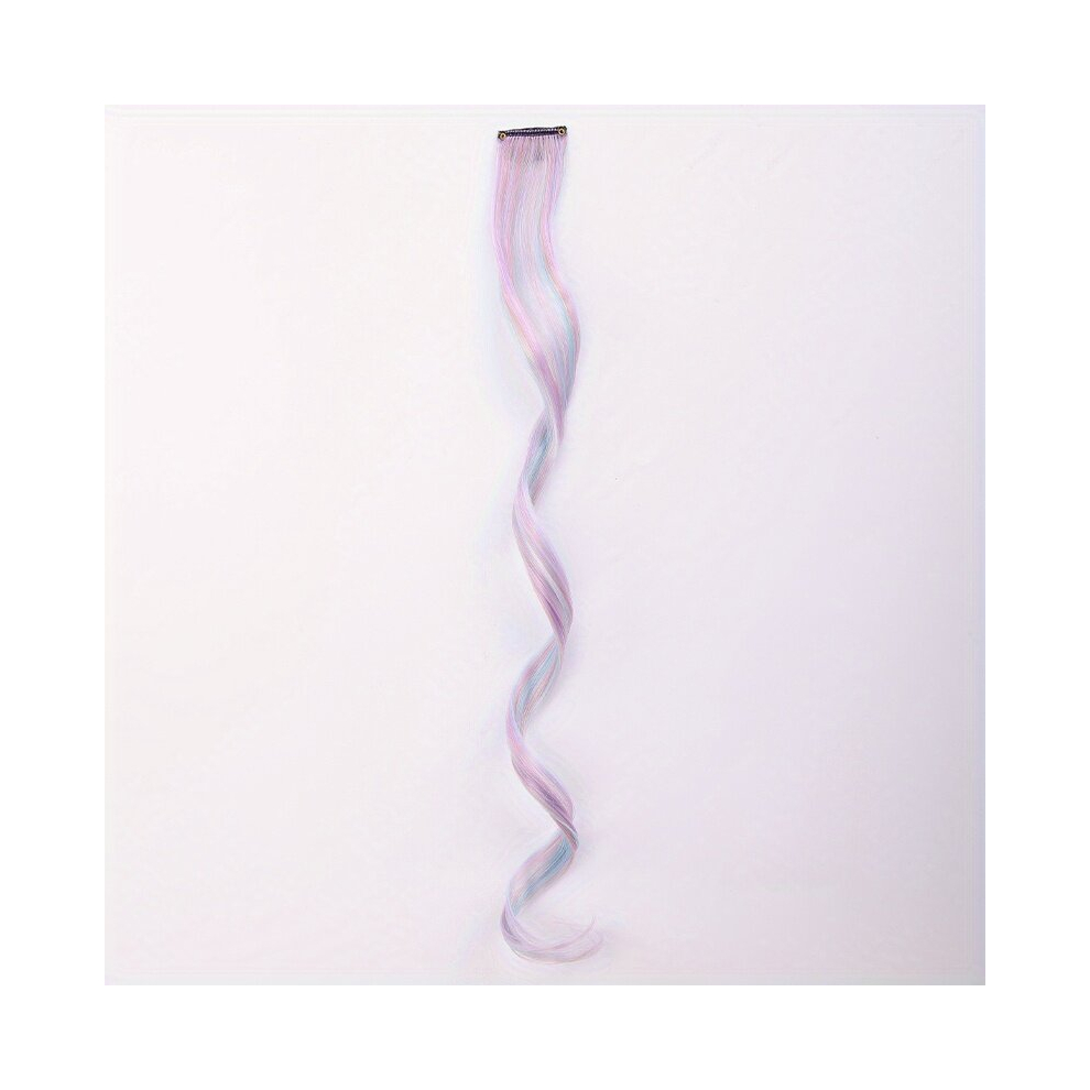 Unisex Multicoloured 55 88 Cm Colored Wavy Hair Extensions Clip In Synthetic Curly Hairpieces Party Highlight Colorful Wavy Curly Hair Extensions For Halloween Christmas C