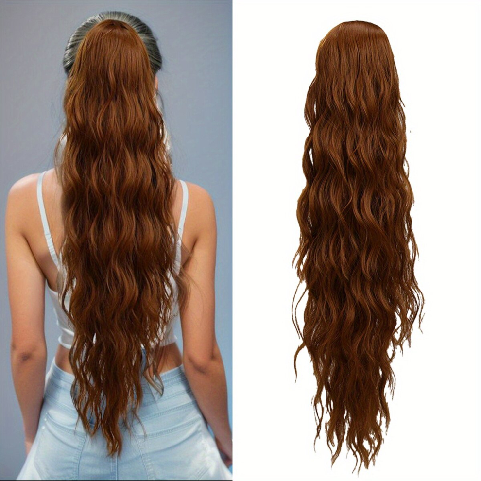 Unisex Multicoloured Ponytail Long Curly Wavy Ponytail Extensions Synthetic Hair Extensions Natural Looking For Daily Use