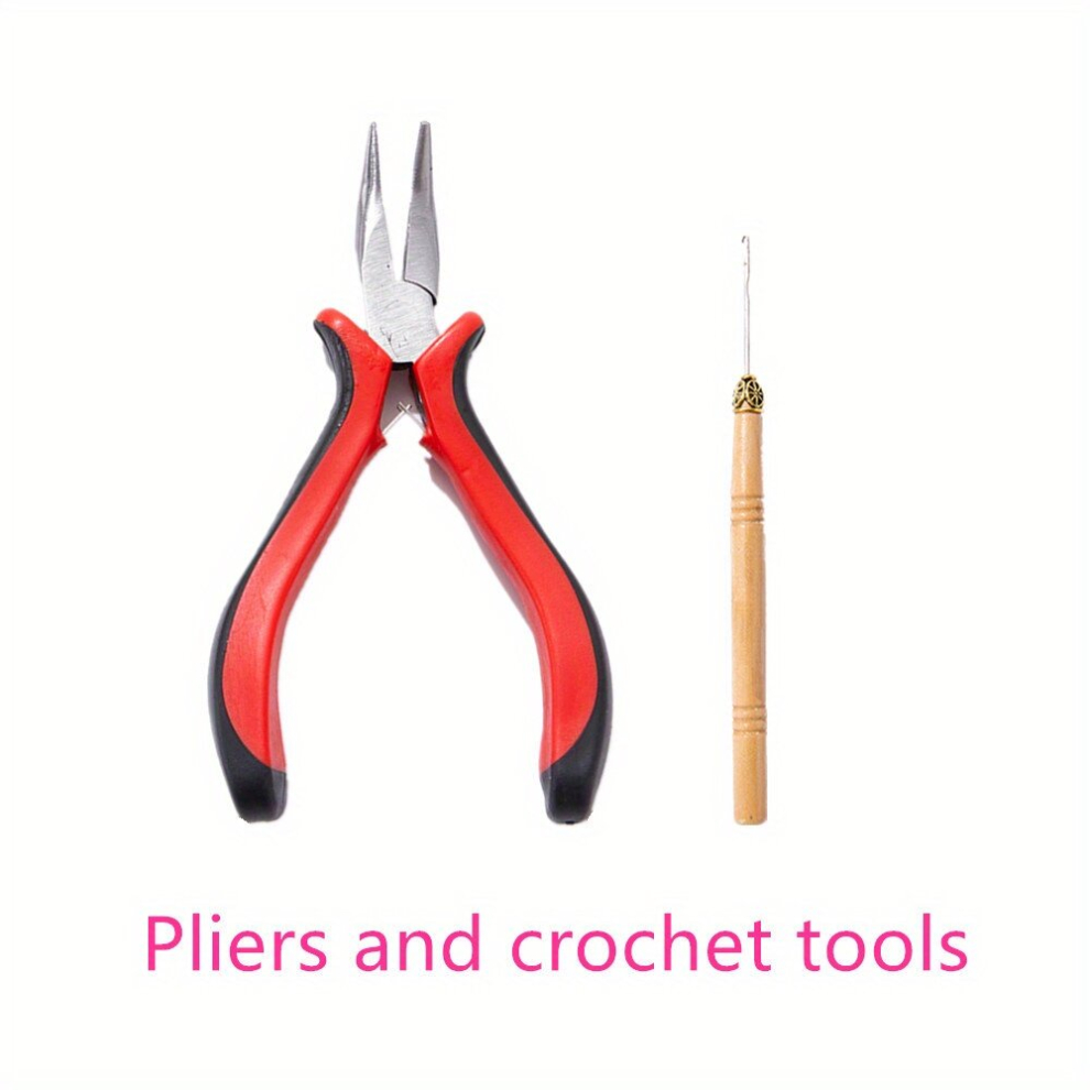 Unisex Multicoloured Hair Extensions Took Set Kit 3 Piece Set For Hair Extensions Pliers Micro Needle Puller And Looper Hair Extension Ring And Buckle