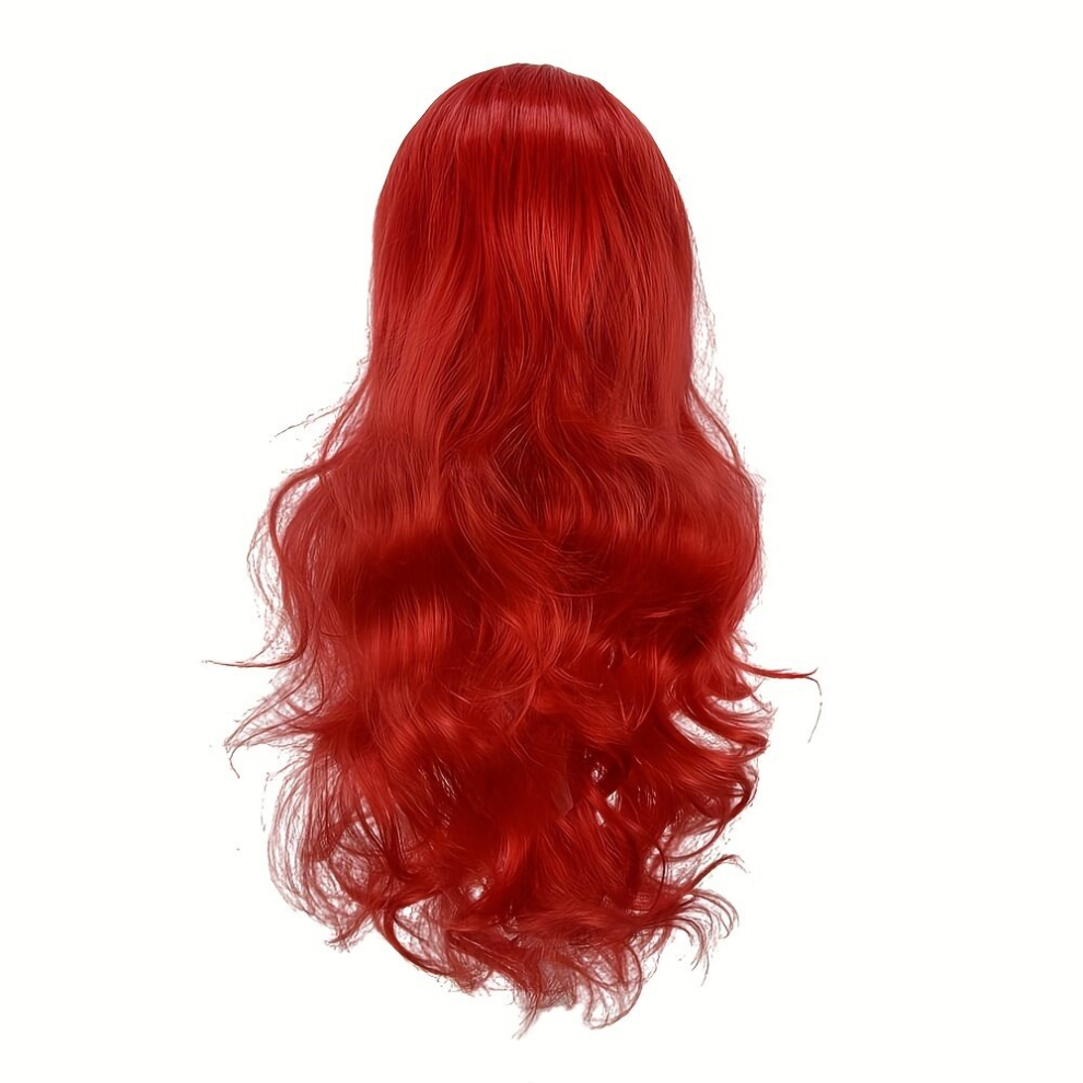 Unisex Red Colorful Long Curly Wavy Wig Synthetic Wig Costume Wig For Halloween Party