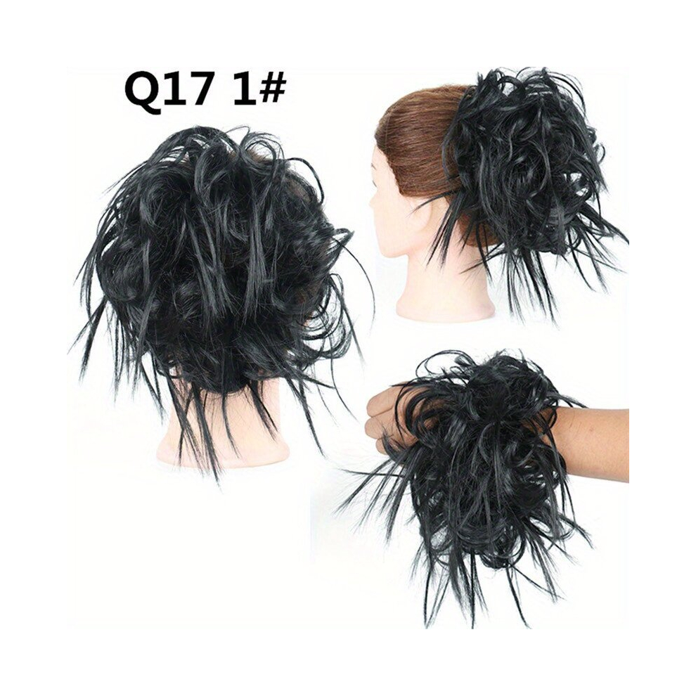 Unisex Multicoloured Synthetic Hair Bun Ponytail Hair Extension Scrunchie Curly Wavy Hair Pieces For Women