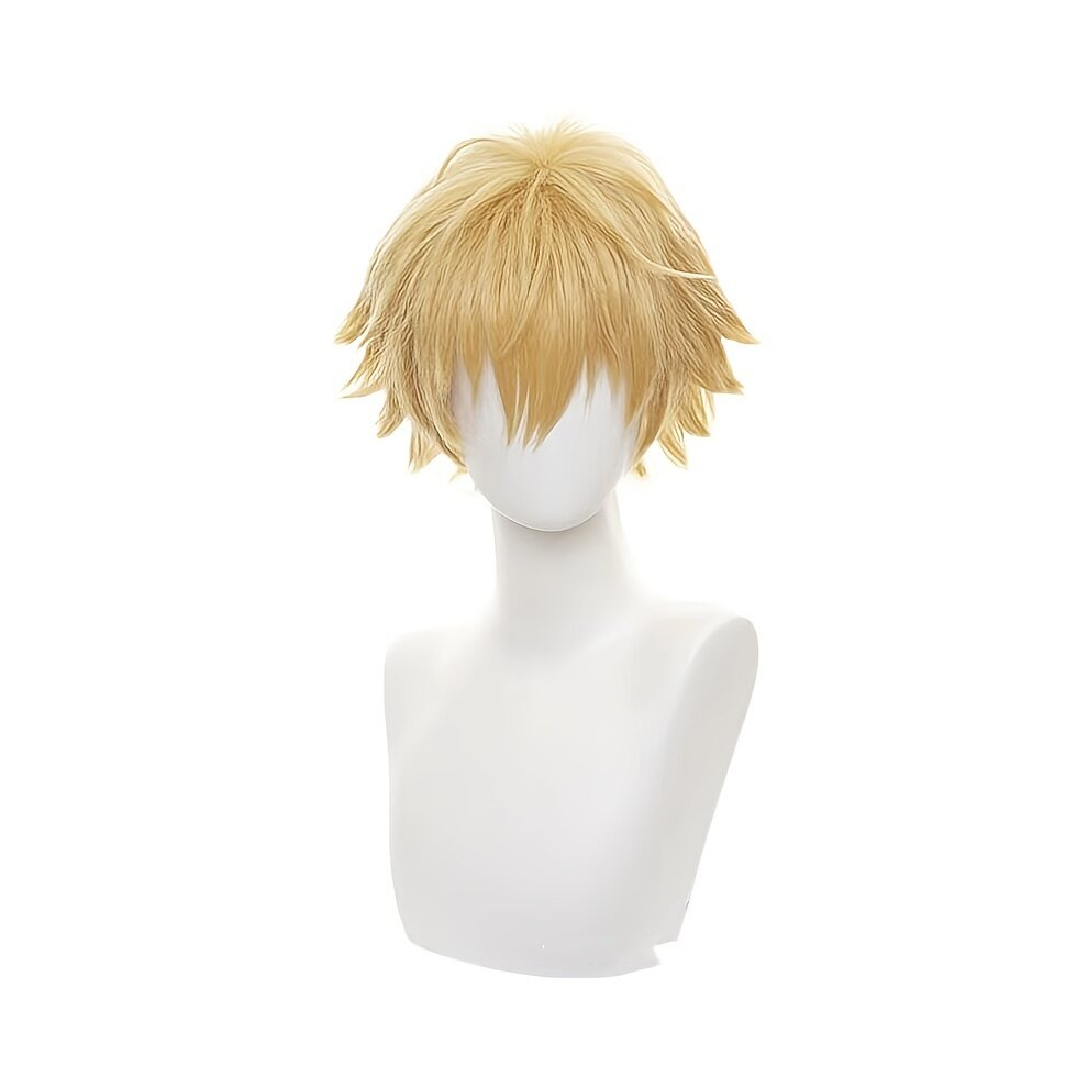 Unisex Multicoloured Costume Wigs Golden Yellow Layered Short Spiky Wig With Bangs Synthetic Wig Anime Cosplay Wig For Halloween Cosplay Party