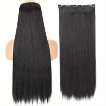 81 28 Cm Synthetic Hair Extensions One Piece 5 Clips Long Straight High Temperature Fiber Brown Hair Replacement Wig