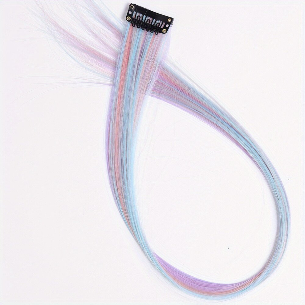 Highlight Colorful Straight Hair Extensions Clip In Colorful Hair Extensions 55 88 Cm Synthetic One Piece Rainbow Hair Extensions