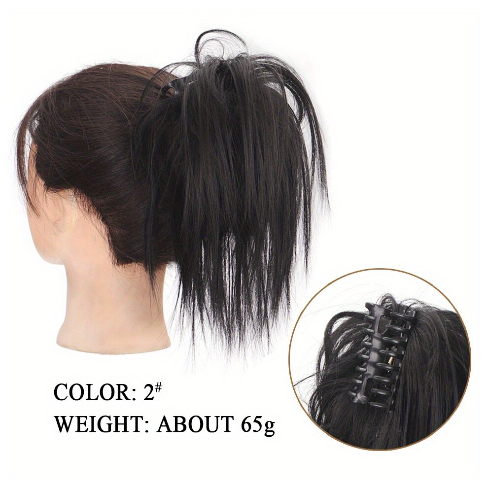 Claw Clip In Hair Extensions Messy Bun Hair Piece Tousled Updo Hair Piece Synthetic Ponytail Extensions For Women Girls