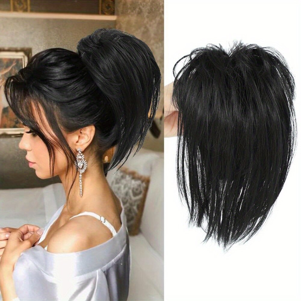 Claw Ponytail Messy Short Straight Ponytail Extensions Synthetic Clip In Hair Extensions Natural Looking For Daily Use