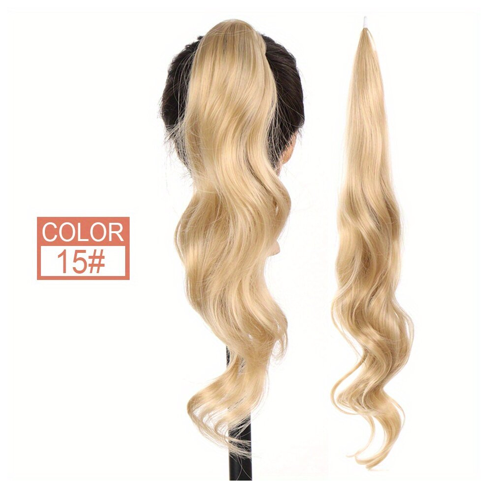 76 Curly Ponytail Hair Pieces Synthetic Flexible Steel Wire Wrap Around PonyTail Hair Extensions Blonde Ponytail Hairpieces For Women
