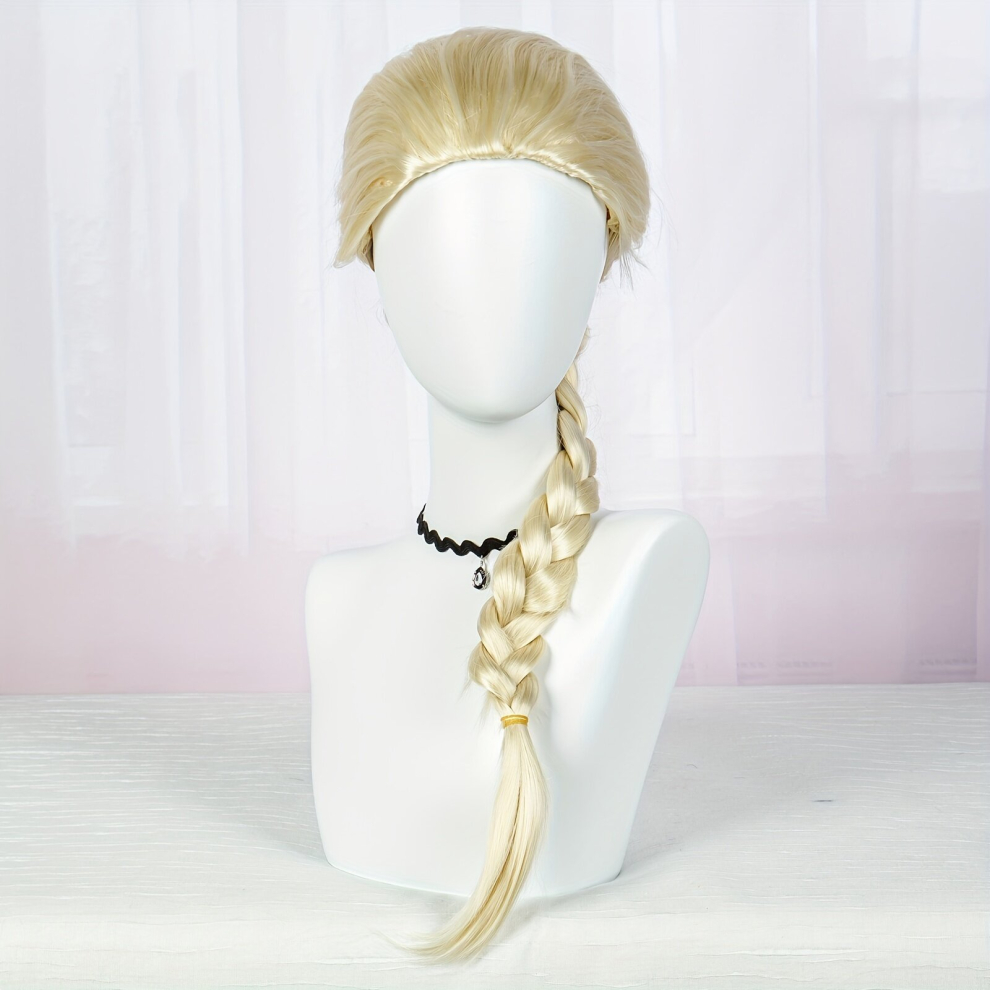Princess Costume Wig Golden Wig With Long Braided Ponytail Synthetic Wig Beginners Friendly Heat Resistant Anime Cosplay Wig Costume Wig For Halloween