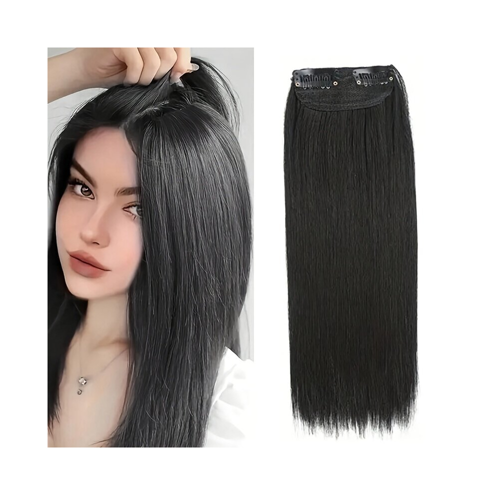 Unisex Black Synthetic Hair Pads Extensions Invisible Seamless Clip In Hair Extension Natural Fluffy Hairpieces Increase Hair Volume Top Side Cover Hairpiece For W