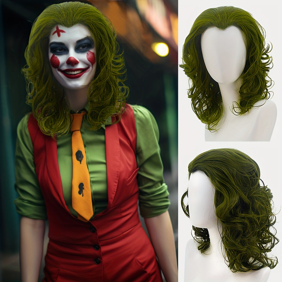 Clown Costume Wigs Green Short Curly Wig Synthetic Wig Movie Cosplay Wig For Halloween Cosplay Party