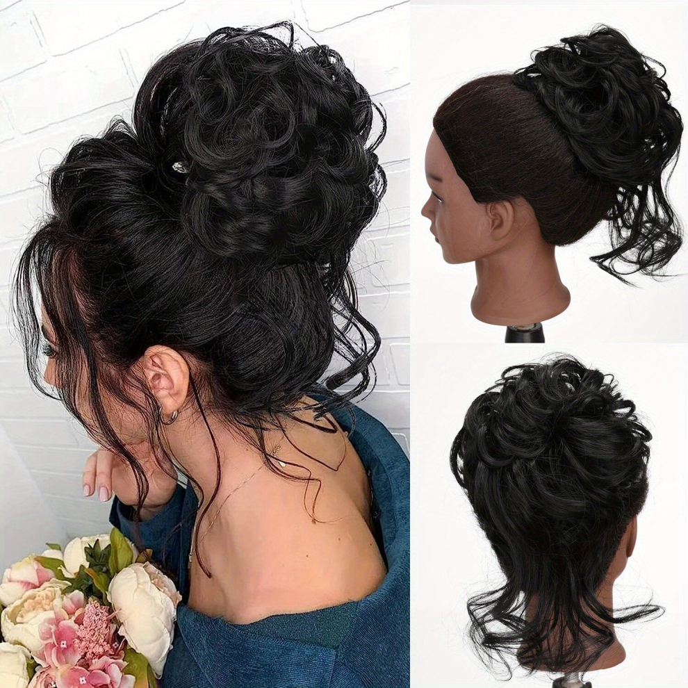 Messy Donut Hair Buns Updo Chignon With Elastic Hair Rope Synthetic Hair Extensions Natural Looking For Daily Use