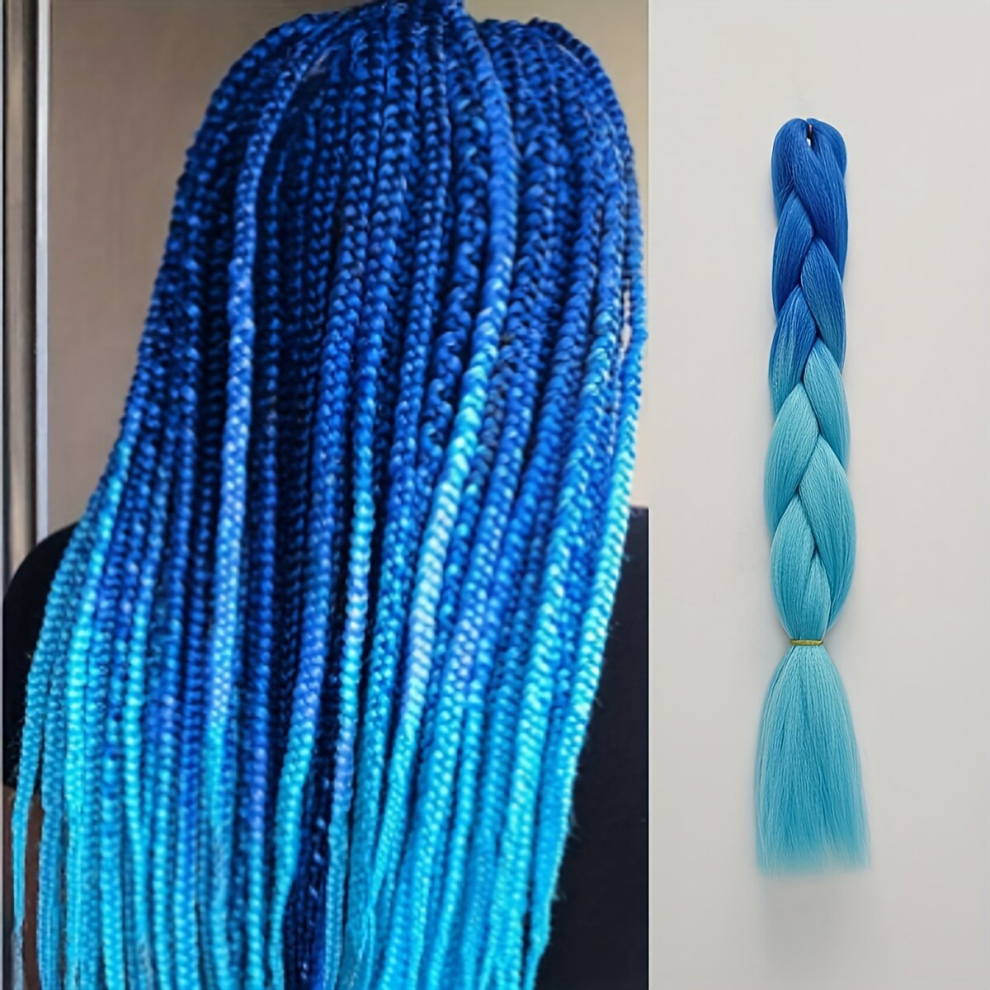 Long Braiding Hair Extensions For Women 55 88 Cm High Temperature Synthetic Ombre Jumbo Braiding Hair Extension For Braids Hair 55 88 Cm sky