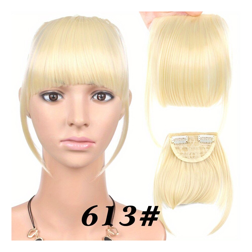 Unisex Multicoloured Synthetic Bangs Hair Clip In Extensions Natural Fringe Bangs Clip In Front Neat Flat Bang One Piece Straight Hairpiece For Women