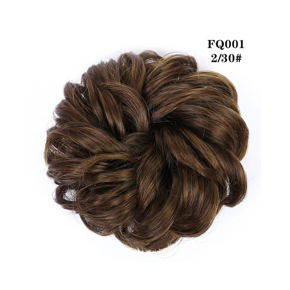 Unisex Multicoloured Fluffy Wavy Bun Extensions With Elastic Rubber Band Messy Bun Hairpiece For Women Donut Ponytail Hairpieces With Scrunchy Chignon Synthetic Hairpieces