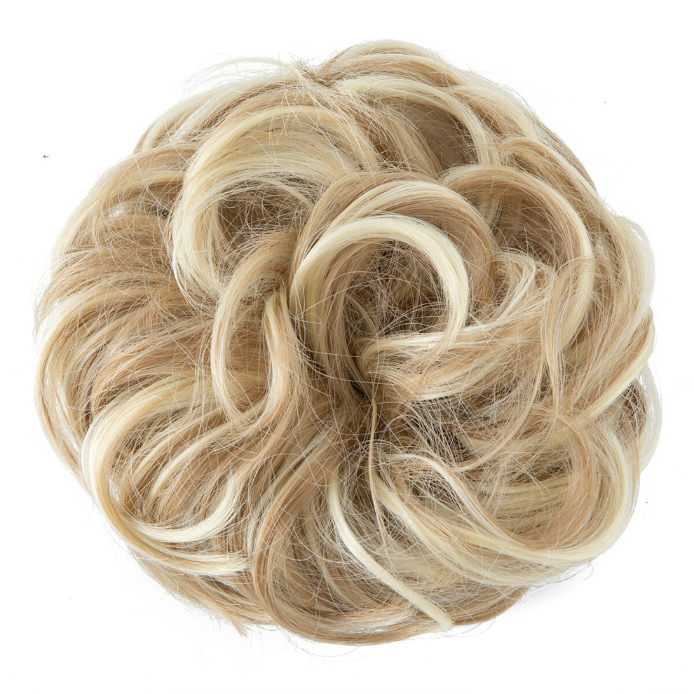 Unisex Multicoloured Hair Bun Extensions For Women Synthetic Hair Messy Bun Elastic Wavy Long Chignon Hairpiece Updo Ponytail