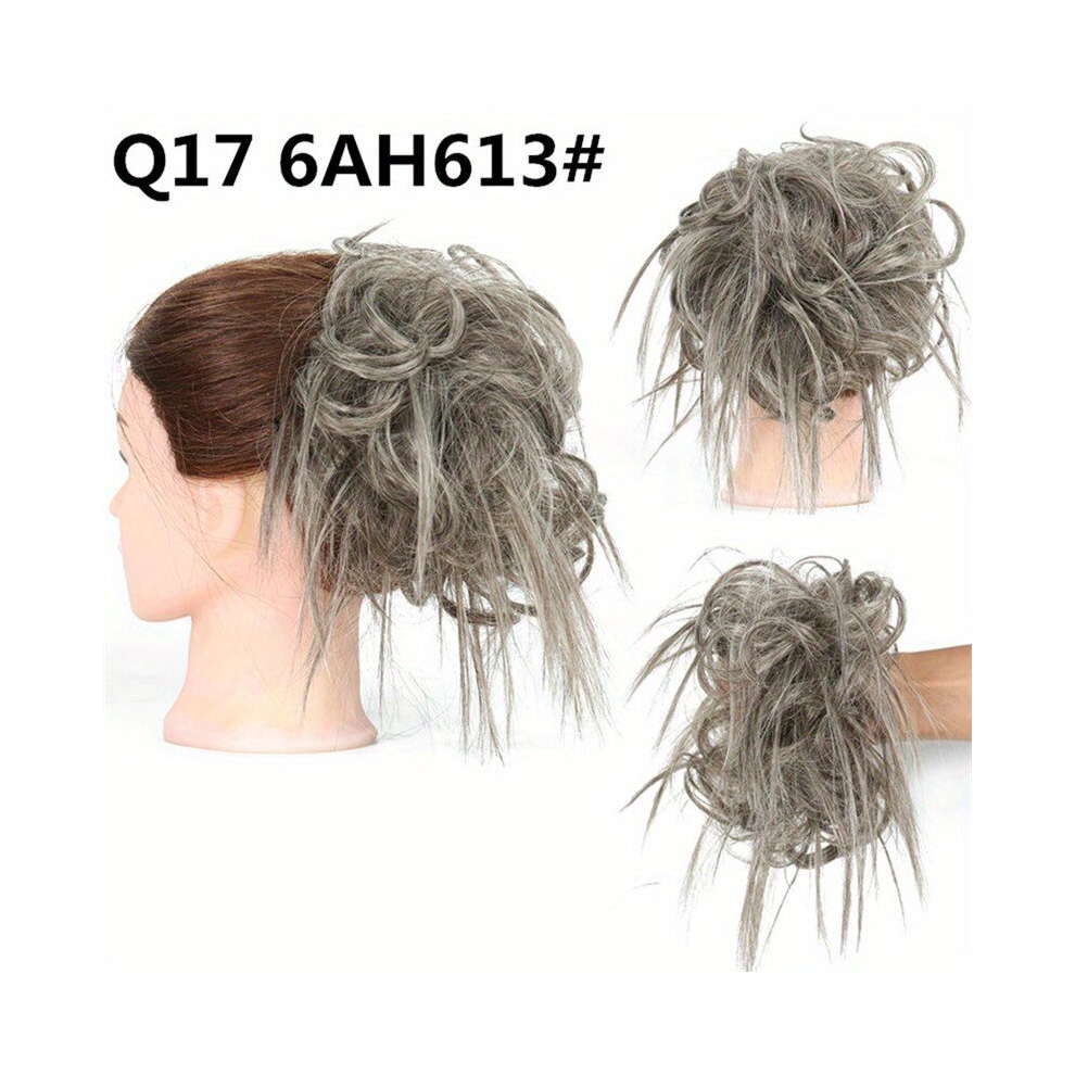 Synthetic Hair Bun Messy Curly Wavy Hair Pieces With Rubber Band Scrunchie Messy Fluffy Curly Hair Extensions