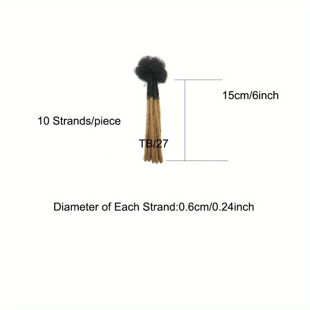 Unisex Multicoloured Two Tone Dreadlock Human Hair Crochet Hair Extensions Diameter 0 0 24Inch 10 Strands Pack