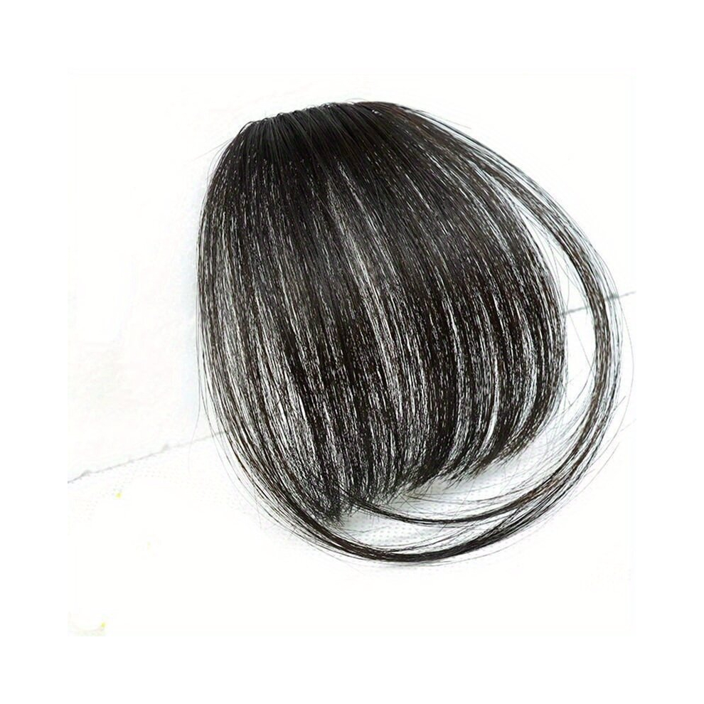 Unisex Black Air Bangs Hairpieces With Sideburns 10 Mini Air Bangs Sideburns Lengthened Bangs Wig For Women