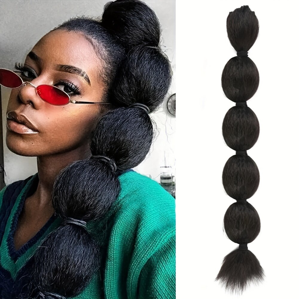 Synthetic Bubble Lantern Ponytail For Women Straight Hair Drawstring Hair Extension Wig