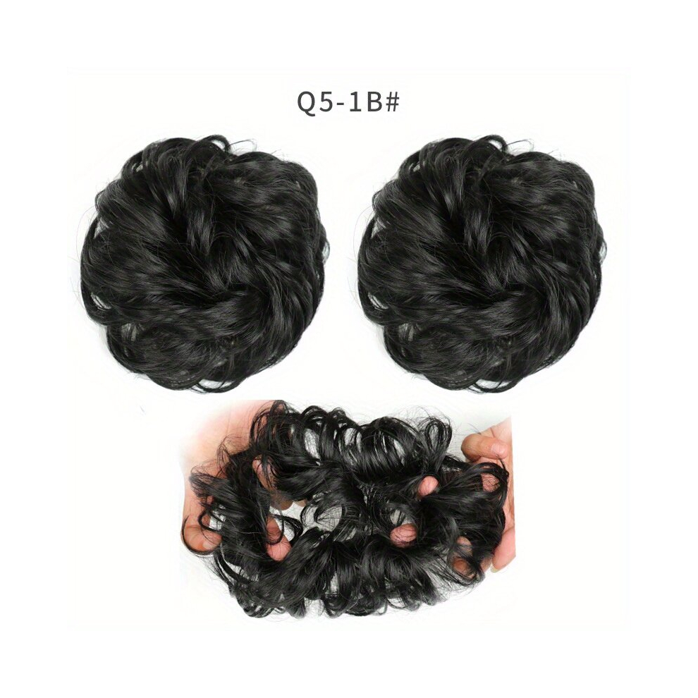 Messy Hair Bun Extensions Curly Wavy Messy Synthetic Chignon Scrunchy Updo Hairpiece For Women Girls