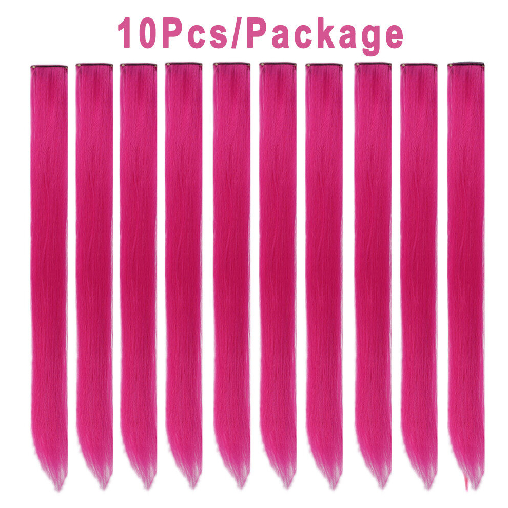 10Pcs Pack Y2K Synthetic Highlight Hair Extensions Clip In Heat Resistant Hair Extensions Rainbow Hair Pieces For Cosplay Party Halloween Wear