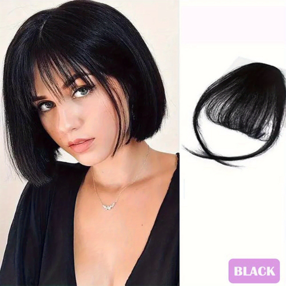 Unisex Black Human Hair Hair Bangs With Sideburns 100 Human Hair Clip In Hair Extensions Natural Looking For Daily Use