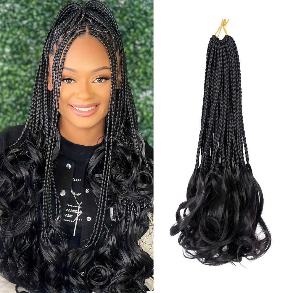 Unisex Multicoloured Goddess Box Braids With Bouncy Wavy Ends Braid Hair Pieces Synthetic Crochet Hair Extensions Fashionable For Daily Use Party