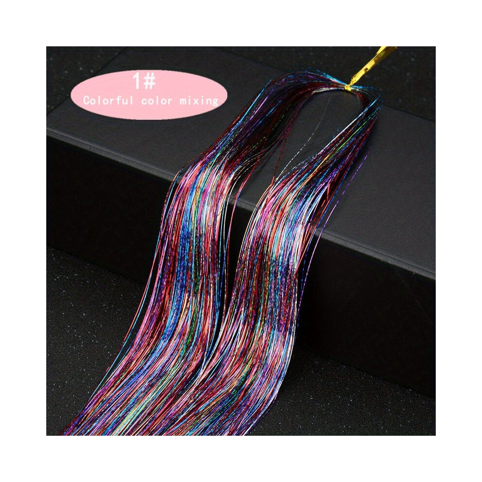 Y2K Tinsel Hair Extension 121 92 Cm Sparkle Glitter Tinsel Hair Rainbow Colored Synthetic Crochet Hair Extensions