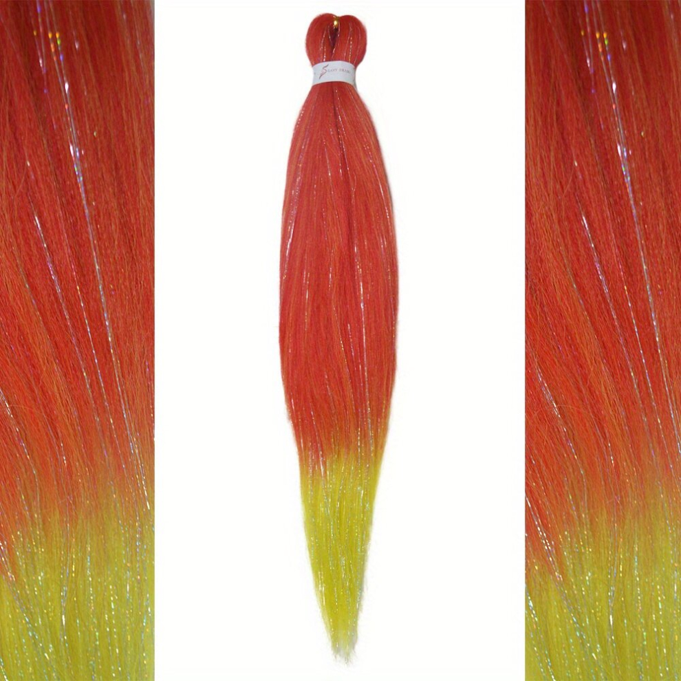 Y2K 2 Tones Tinsel Hair Extension Long Straight Colorful Synthetic Crochet Hair Extensions Pre Stretched Braiding Hair 66 04 Cm 90g
