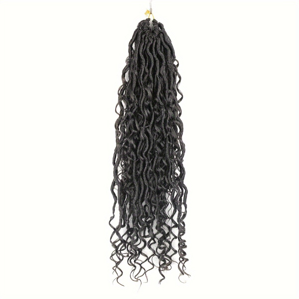 Unisex Black Bohemian Synthetic Faux Locs Curly Crochet Braid Extensions Soft And Messy Goddess Hair For Women