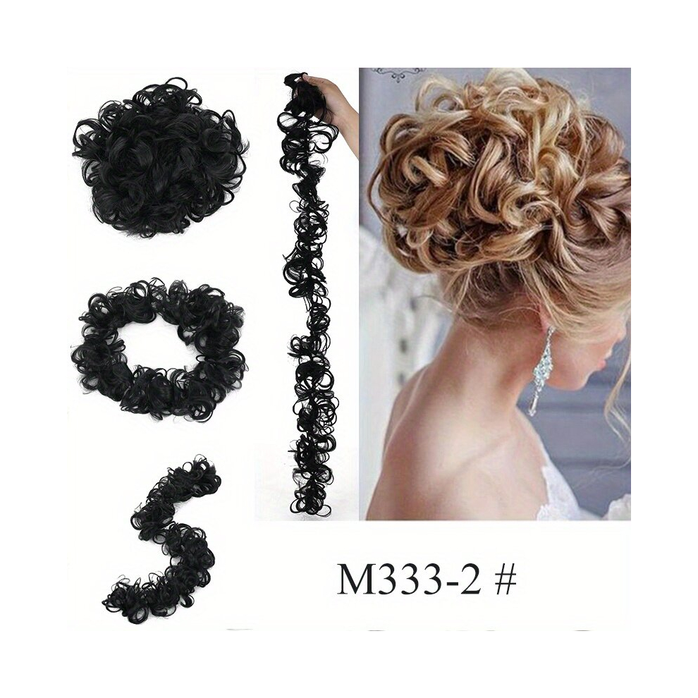 Unisex Black Clip In Claw Chignon Messy Bun Hair Piece Extensions Tousled Updo Fluffy Hair Ponytail Diy Wrap Around Bun Hair Scrunchie Wavy Donut Chignons For Wome