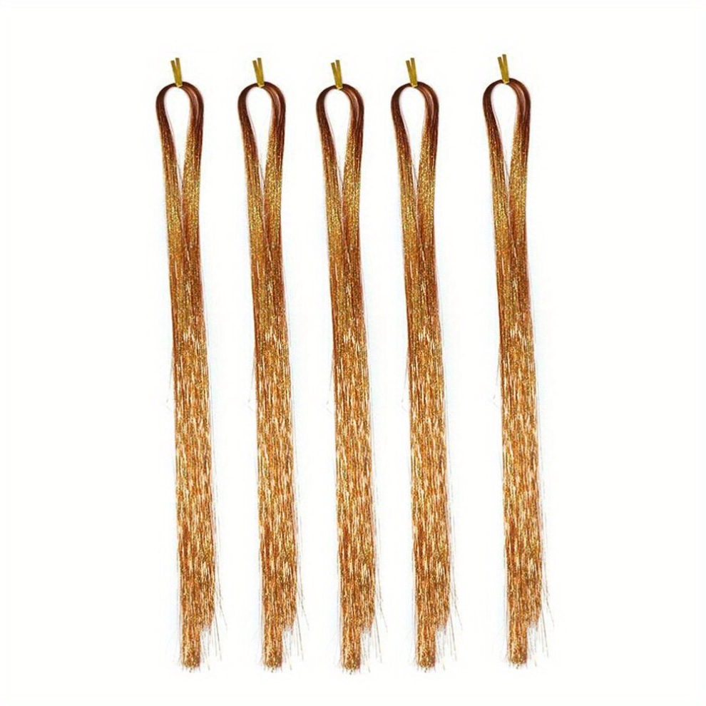 Unisex Multicoloured Hair Tinsel 5Pcs 1000 Strands Hair Tinsel Heat Resistant Tinsel Hair Extensions Sparkling Glitter Fairy Hair For Women Girls