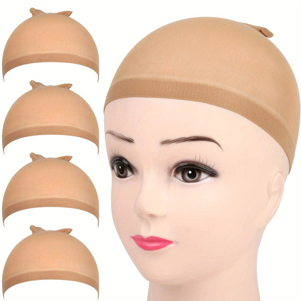 Unisex Multicoloured 4Pcs Hd Wig Cap Elastic Breathable Invisible Wig Caps Perfect For Professional Use