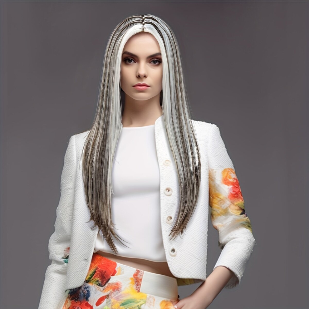 Unisex Multicoloured Highlight Long Straight Wig Synthetic Wig Cosplay Wig Costume Wig For Halloween Party