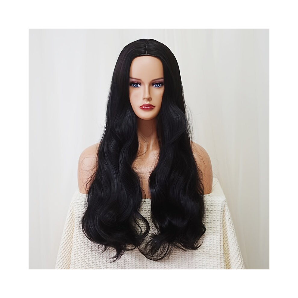 Unisex Black Long Curly Wavy Wig Synthetic Wig Costume Wig For Halloween Party