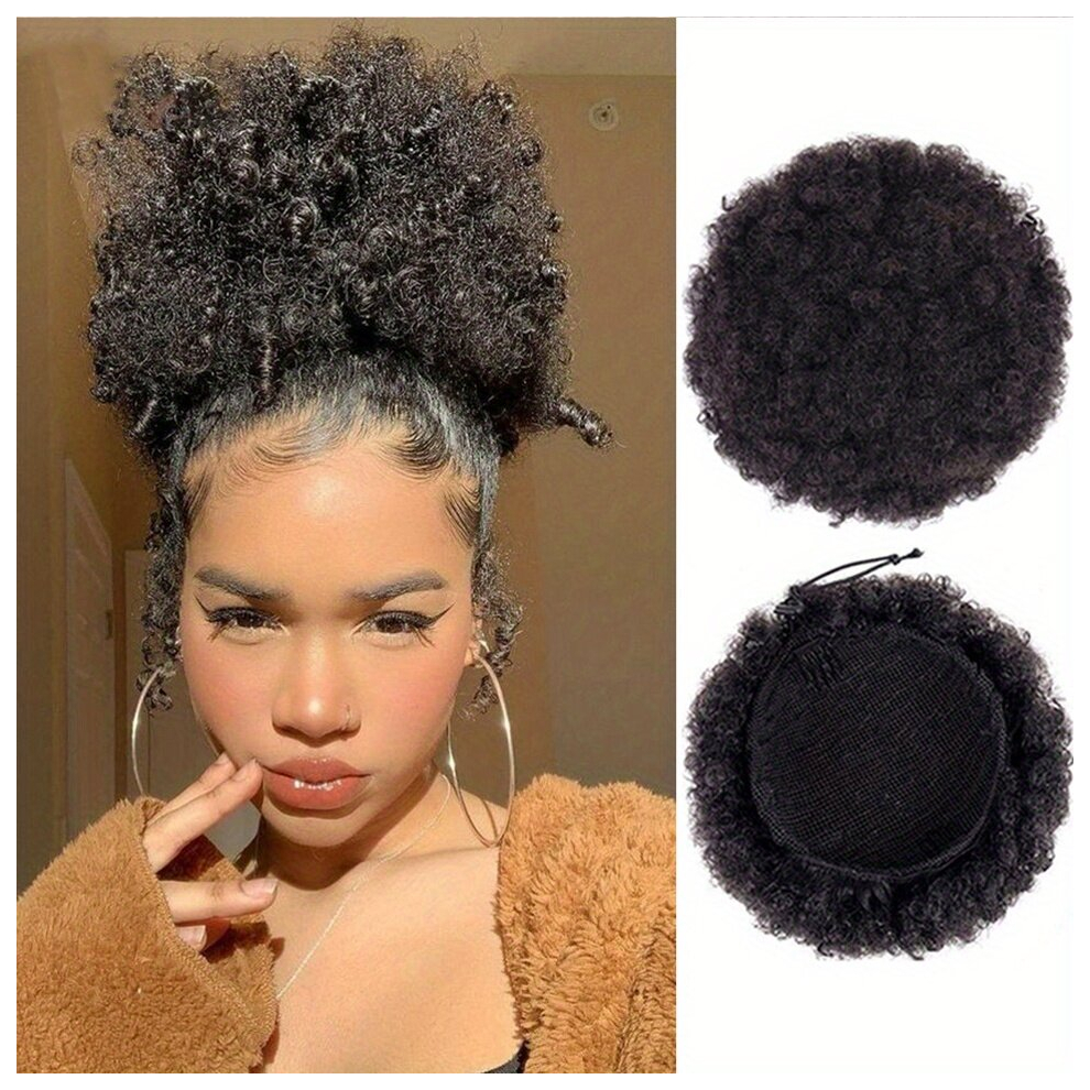 Unisex Multicoloured Afro Puff Ponytail Short Curly Drawstring Ponytail Extension Puff Ponytail Wrap Updo Hair Extensions With Clip