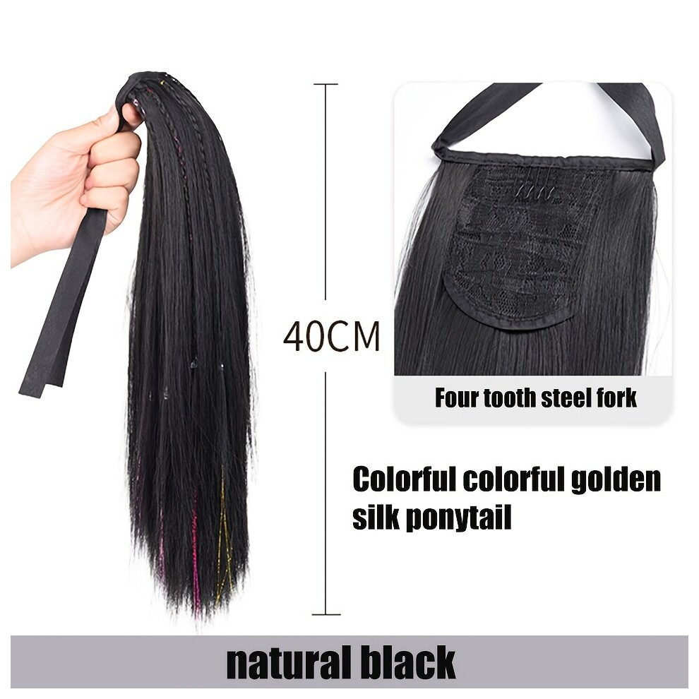 Unisex Multicoloured Ponytail With Hair Tie Wrapped Around Long Braids Ponytail Extensions Synthetic Hair Extensions Natural Looking For Daily Use