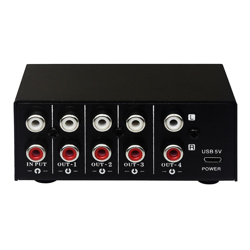 1 In 4 Out Stereo Signal Source Splitter Audio Frequency Signal Distribute Device Non Consumption O 9379873030133