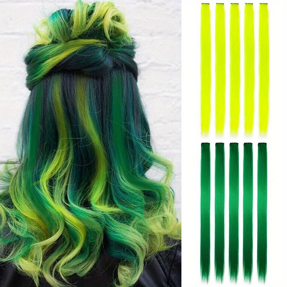 10pcs set Colorful Synthetic Clip In Hair Extensions for Natural Looking Daily Use