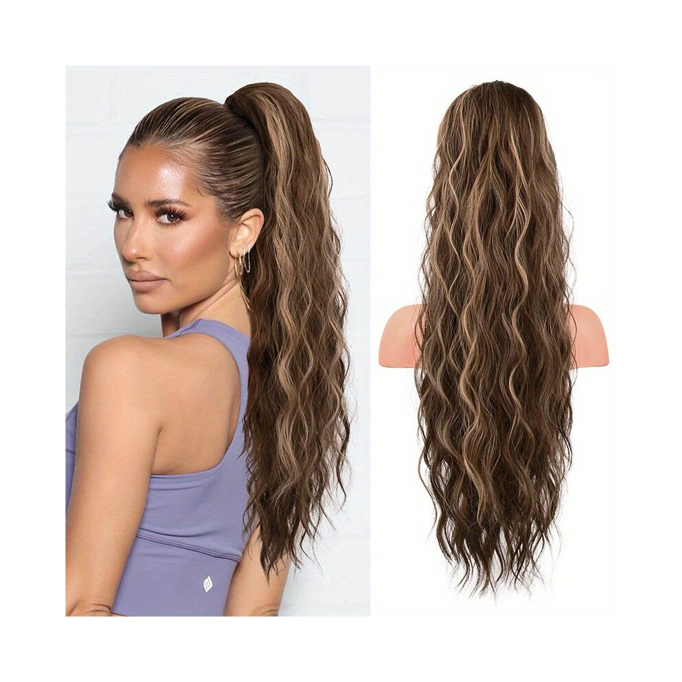 Synthetic Clip In Ponytail Extensions for Daily Use Long Curly Highlights for Natural Look