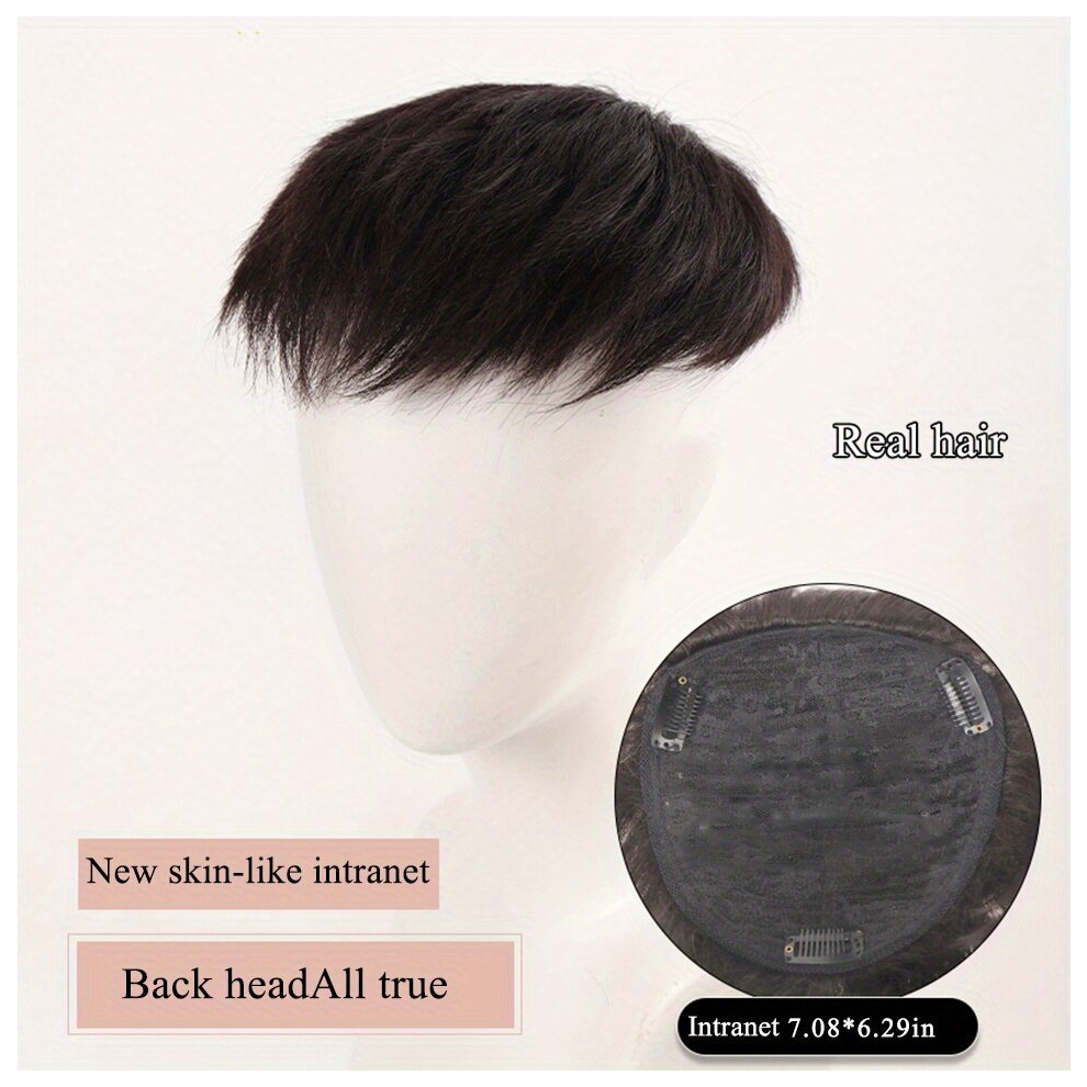 Natural Male Toupee Short Straight Hair Pieces Synthetic Fiber Hair Toppers Invisible Clip On Synthetic Fiber Hair Extensions